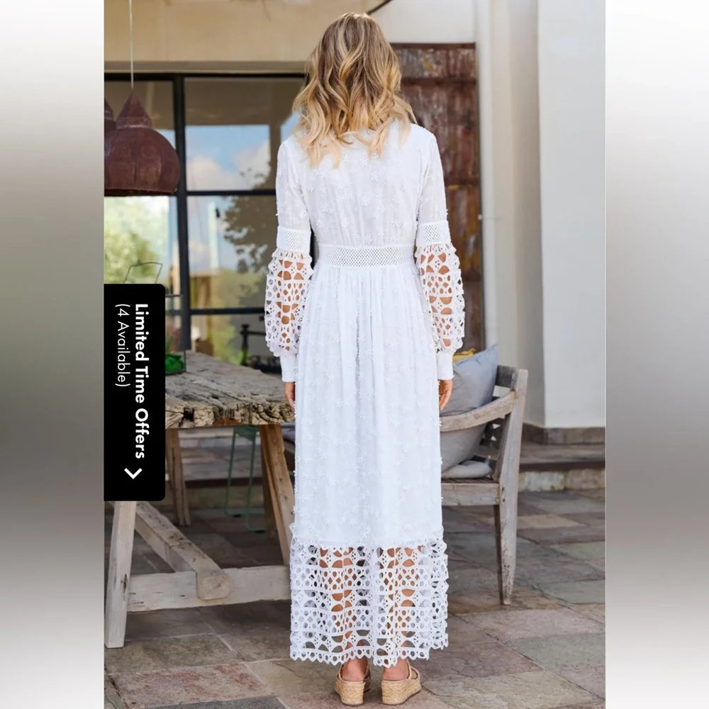 Boston Proper Navy Mixed Media Lace Maxi Dress XL - Picture 10 of 10
